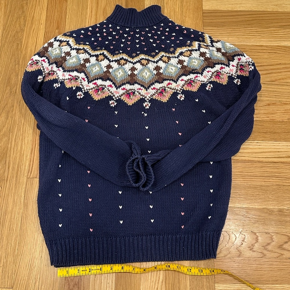 Celina Yang VTG 90’s Women's Navy Sweater Fair isle cotton blend sweater